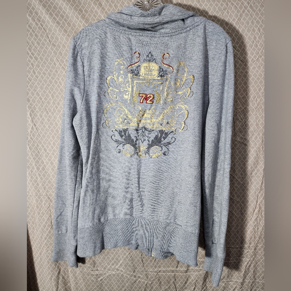 Vintage Ecko Red Gray Zip-Up Jacket with Embroidery Women's Large